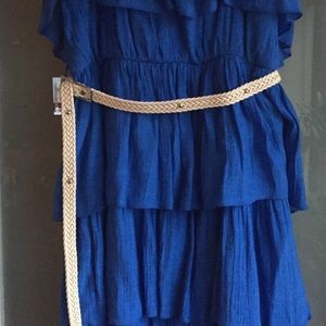 Blue strapless dress